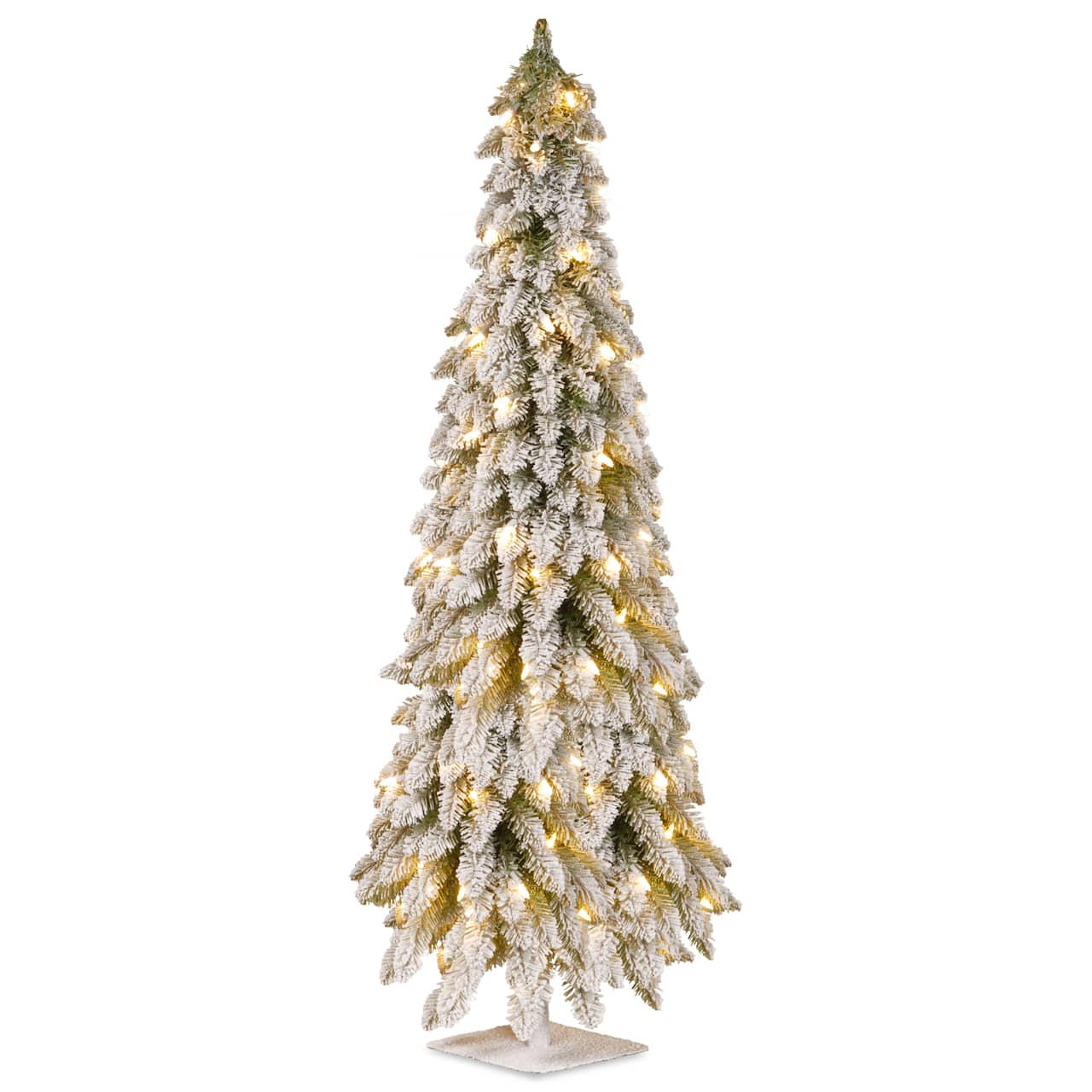 5ft. Pre-Lit Snowy Downswept Artificial Christmas Forestree, Clear Lights